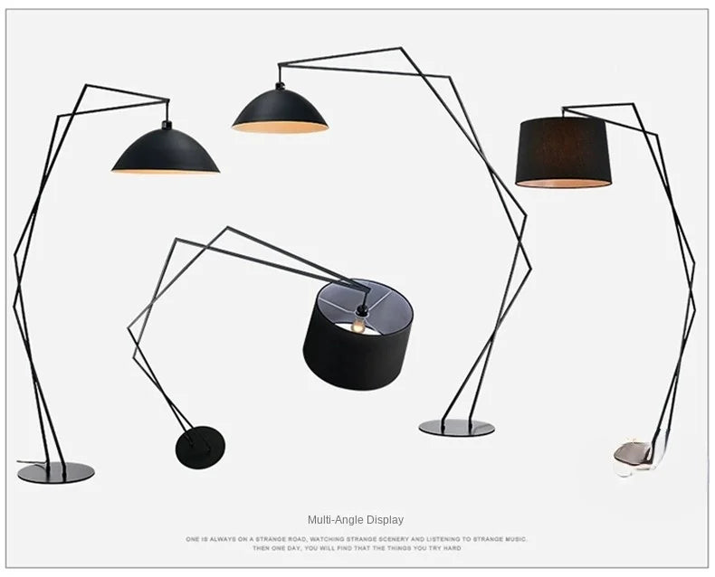 Nordic LED Fishing Floor Lamp Fabric Lampshade Standing Light Living Room Bedroom Home Decor Indoor Lighting Table Lamp Remote