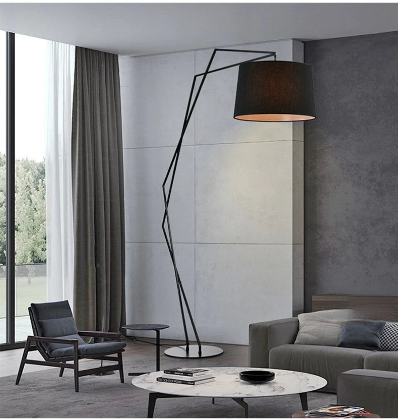 Nordic LED Fishing Floor Lamp Fabric Lampshade Standing Light Living Room Bedroom Home Decor Indoor Lighting Table Lamp Remote