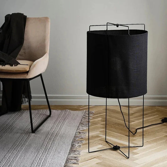 Rustic floor lamps Linen lampshade minimalist Wabi-sabi light