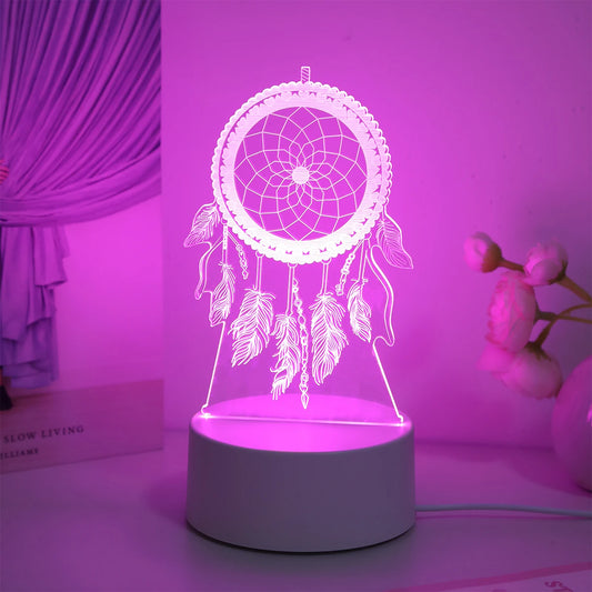 Dreamcatcher 3D Night Light, Colorful Gradient Atmosphere Night Light,