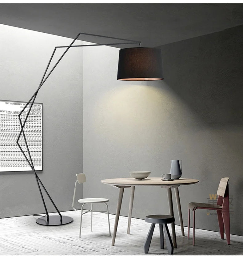Nordic LED Fishing Floor Lamp Fabric Lampshade Standing Light Living Room Bedroom Home Decor Indoor Lighting Table Lamp Remote