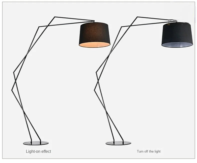 Nordic LED Fishing Floor Lamp Fabric Lampshade Standing Light Living Room Bedroom Home Decor Indoor Lighting Table Lamp Remote