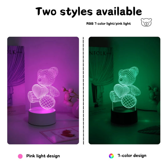 USB 3D Night Light Bear Creative Night Light, Home, Dining Table