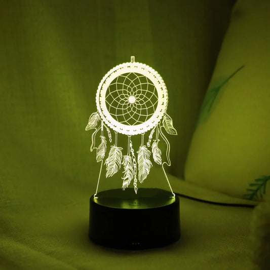 Dreamcatcher 3D Night Light, Colorful Gradient Atmosphere Night Light,