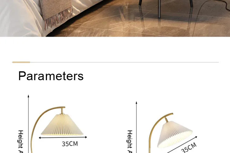 LED Pleated Lampshade Floor lamp with Wood