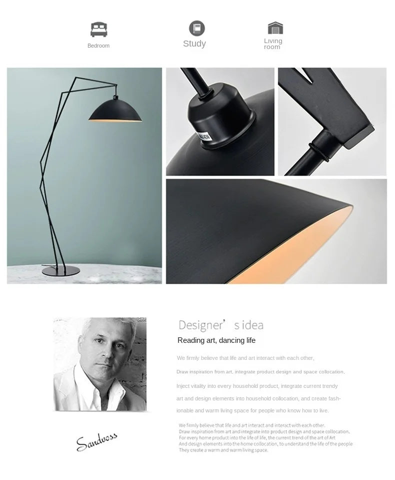 Nordic LED Fishing Floor Lamp Fabric Lampshade Standing Light Living Room Bedroom Home Decor Indoor Lighting Table Lamp Remote