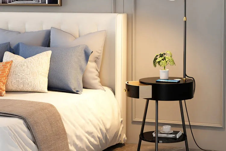LED Pleated Lampshade Floor lamp with Wood