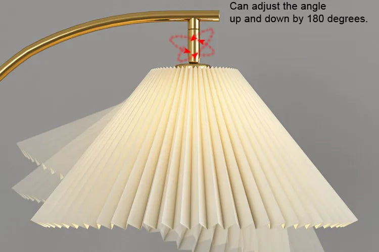 LED Pleated Lampshade Floor lamp with Wood