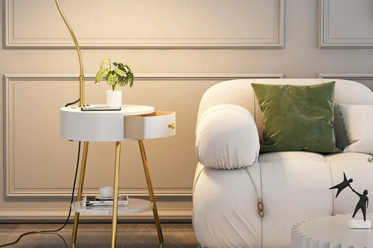 LED Pleated Lampshade Floor lamp with Wood