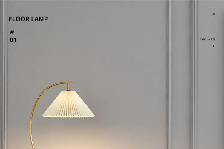 LED Pleated Lampshade Floor lamp with Wood