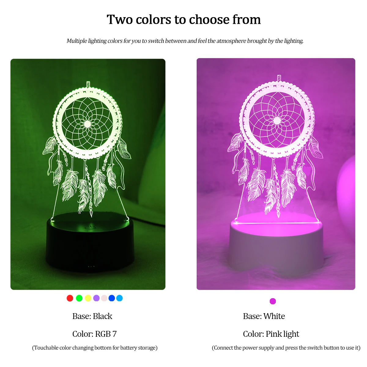Dreamcatcher 3D Night Light, Colorful Gradient Atmosphere Night Light,