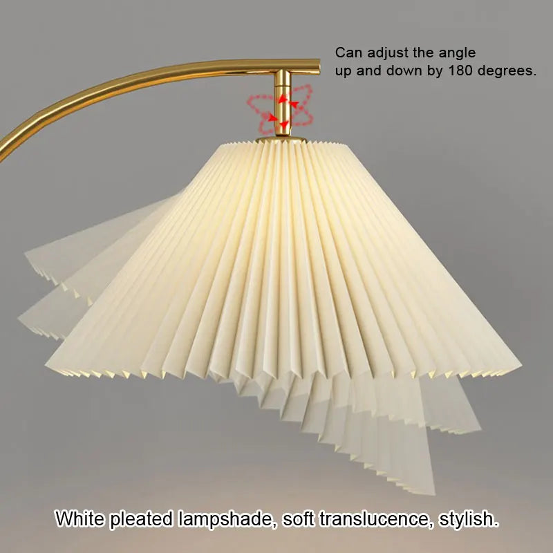 LED Pleated Lampshade Floor lamp with Wood