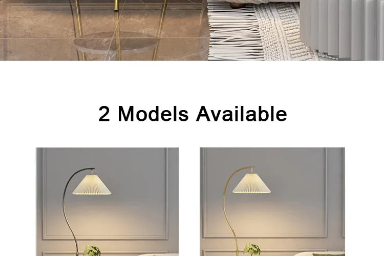 LED Pleated Lampshade Floor lamp with Wood