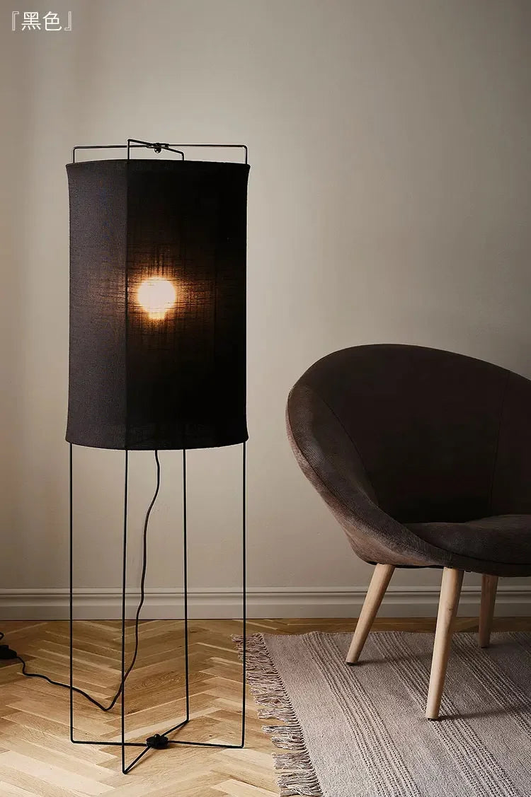 Rustic floor lamps Linen lampshade minimalist Wabi-sabi light