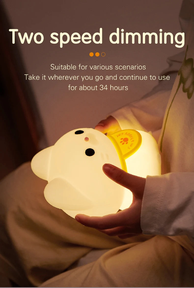 1pc Lucky cat LED night light Room decorative light mood light Bedroom decorative light Cute animal lamp with sleeping light