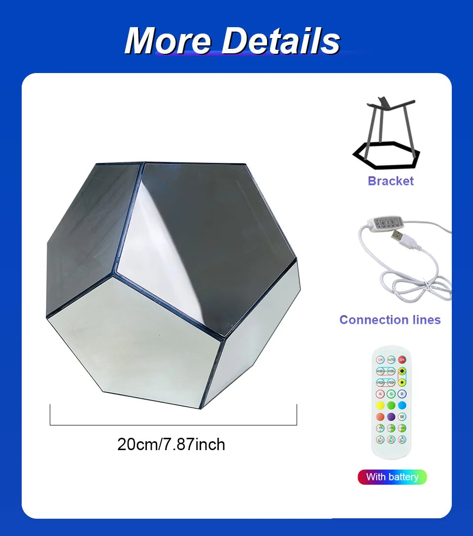 LED Night Light Dodecahedron Dreamy Geometric Space Creative Color
