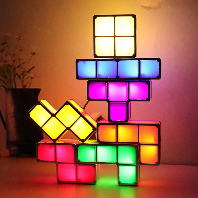 7 Colors Stackable Night Light, DIY Gaming Lamp, Puzzle Novelty LED Night Light,