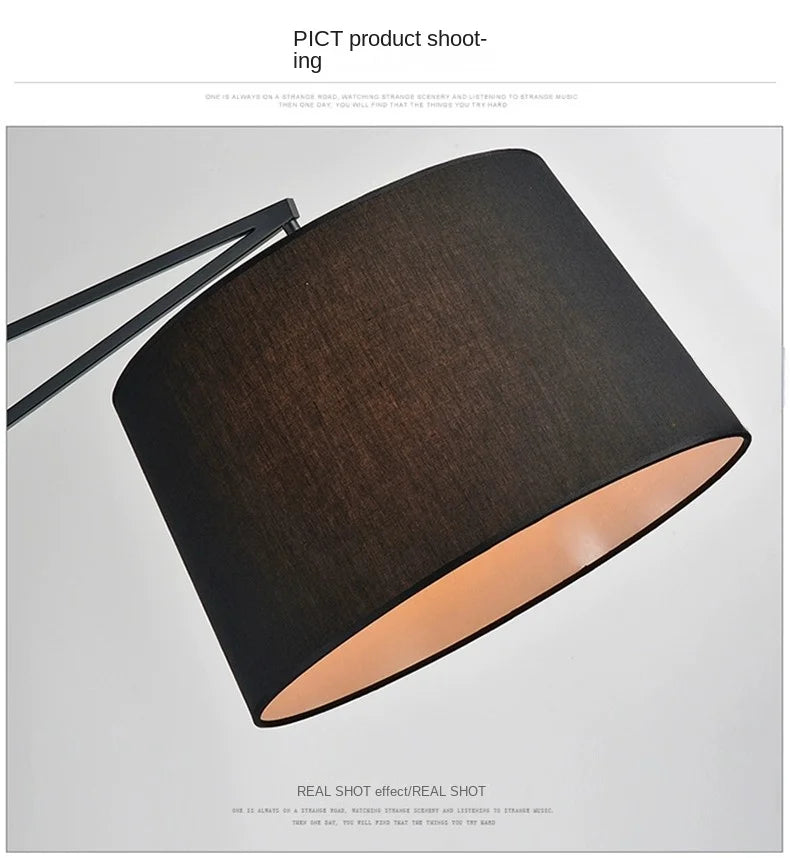 Nordic LED Fishing Floor Lamp Fabric Lampshade Standing Light Living Room Bedroom Home Decor Indoor Lighting Table Lamp Remote