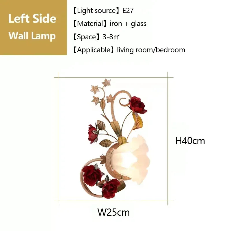 Creative romantic flower ceiling decorative chandelier pastoral retro LED ceiling lights