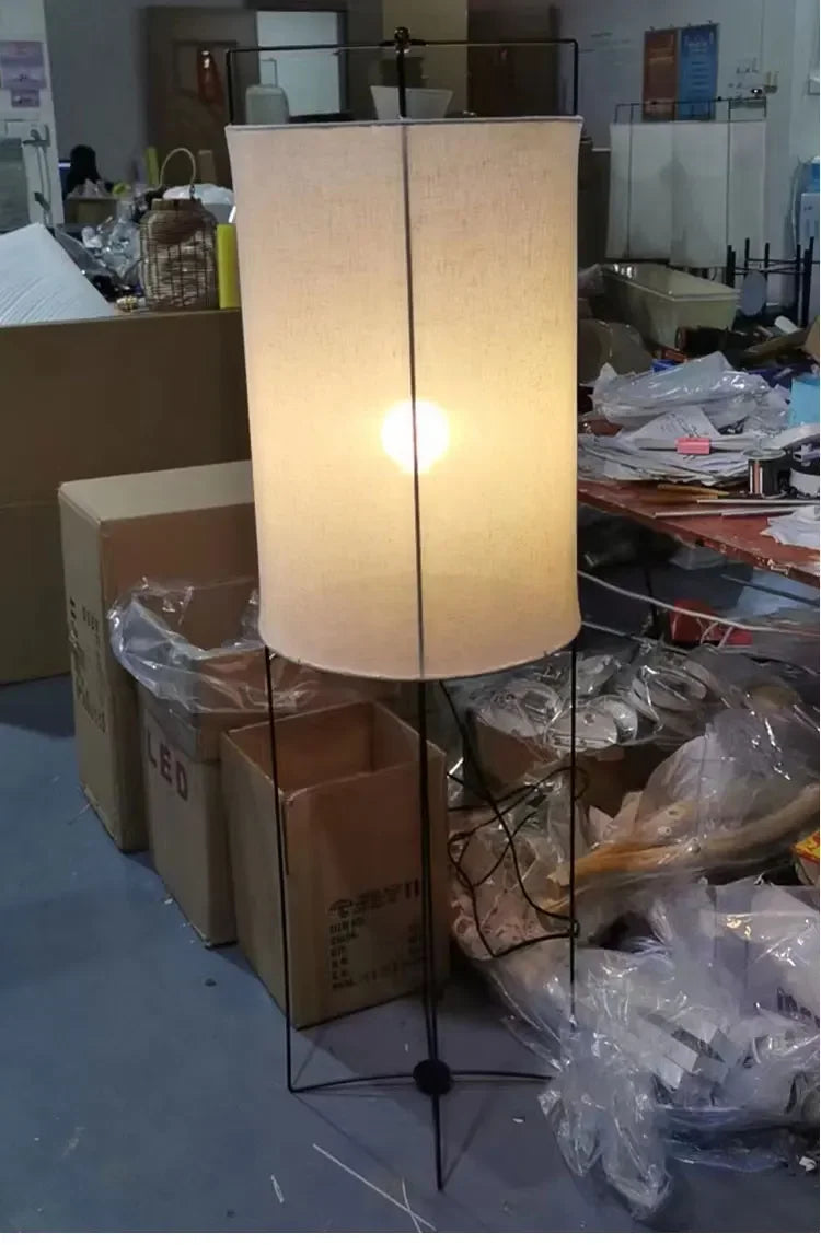Rustic floor lamps Linen lampshade minimalist Wabi-sabi light