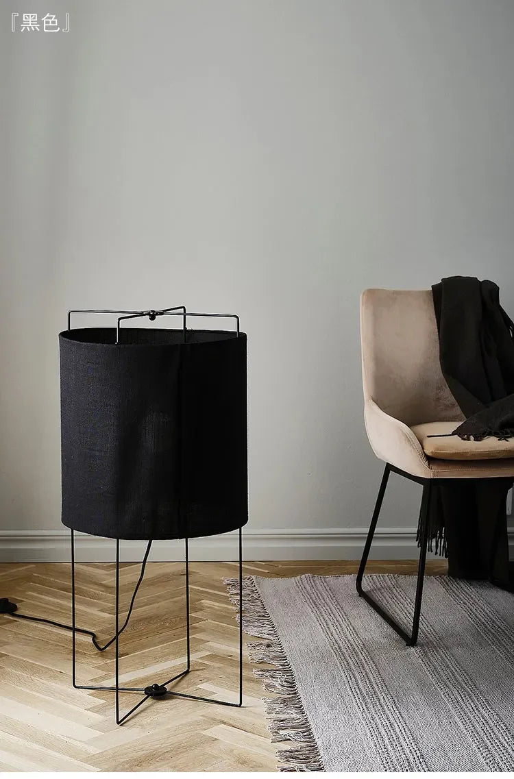 Rustic floor lamps Linen lampshade minimalist Wabi-sabi light