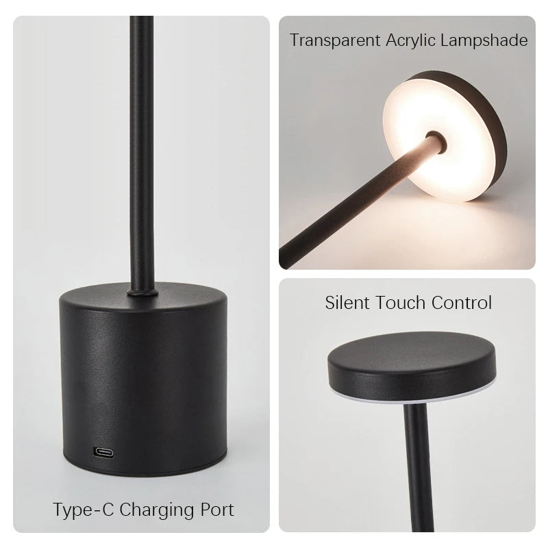 LED Ambient Table Lamp, USB Rechargeable Desk Lamp,