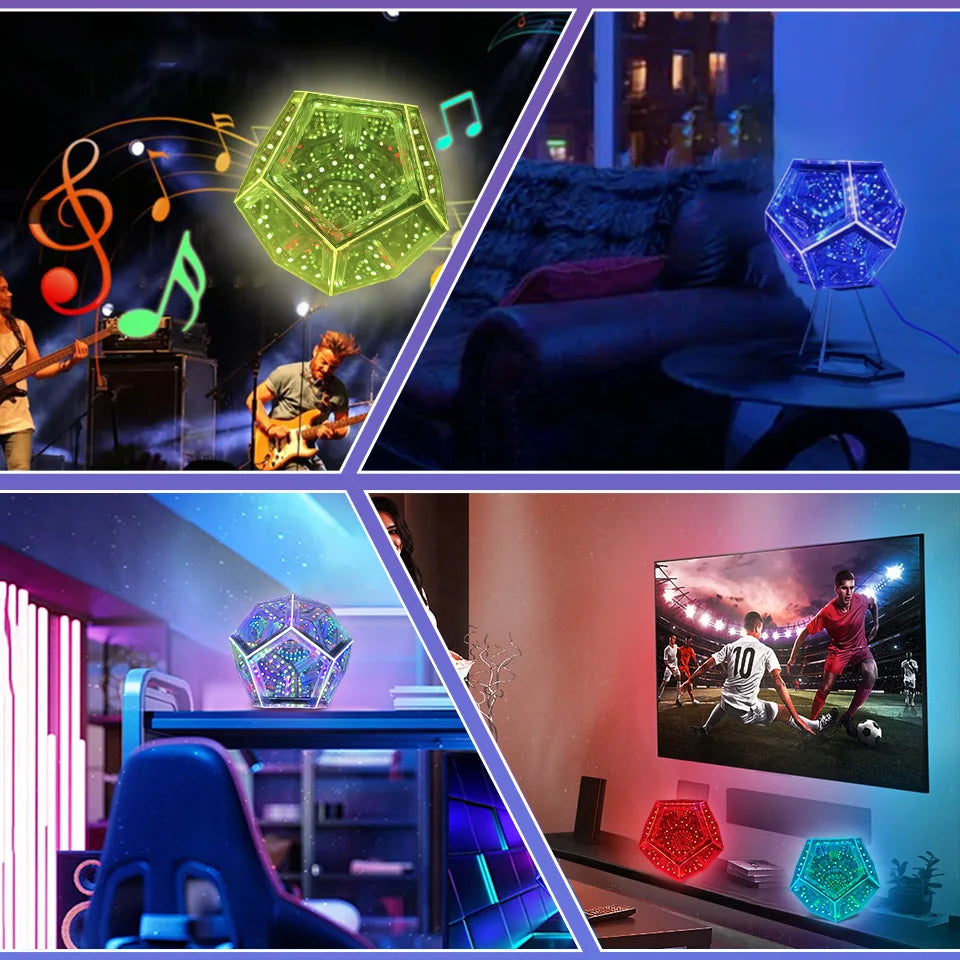LED Night Light Dodecahedron Dreamy Geometric Space Creative Color
