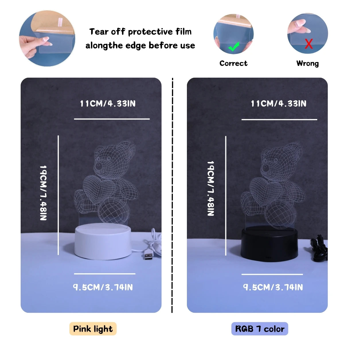 USB 3D Night Light Bear Creative Night Light, Home, Dining Table