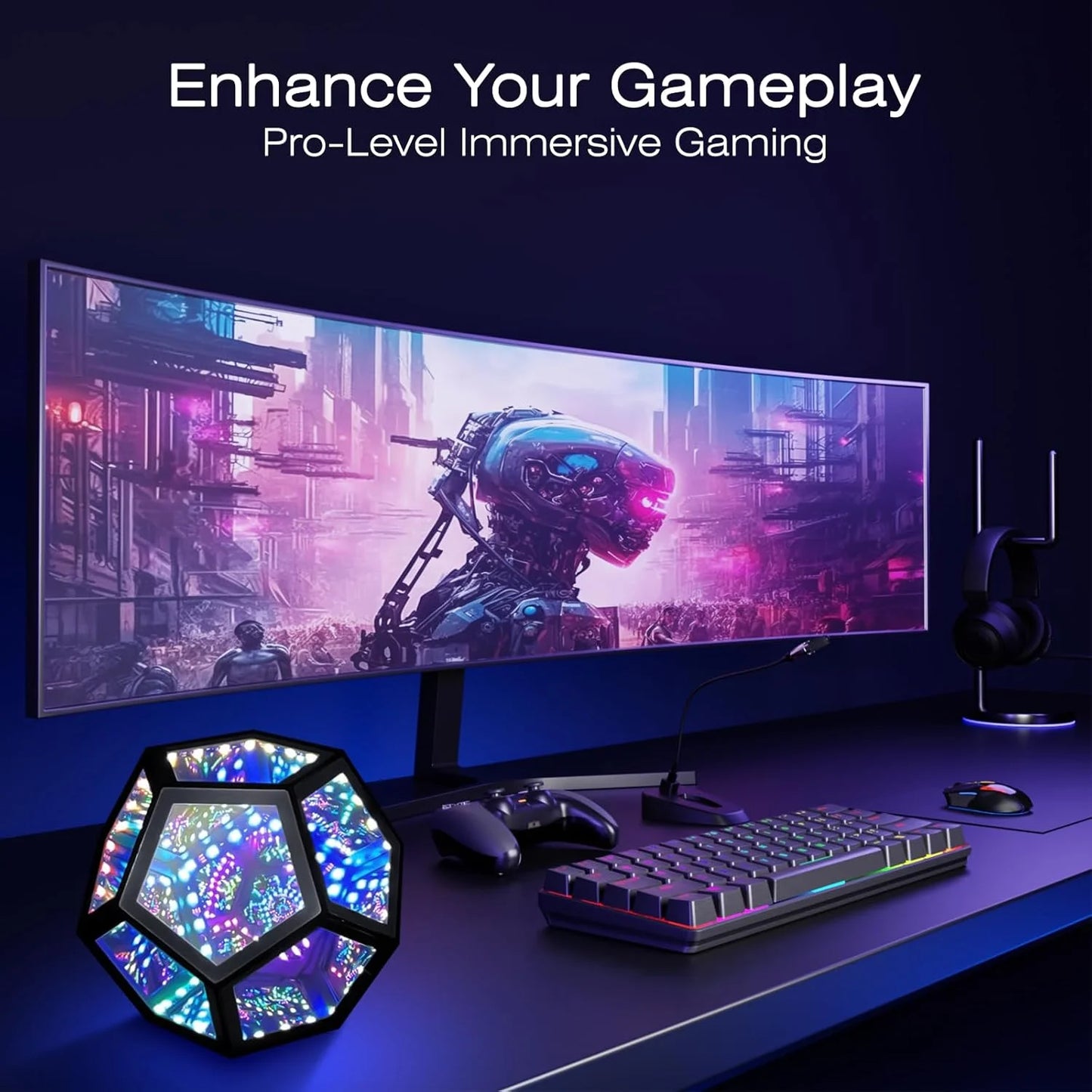 LED Night Light Dodecahedron Dreamy Geometric Space Creative Color