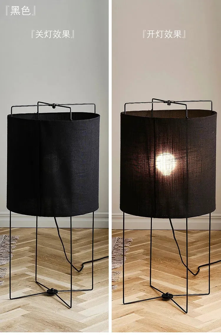 Rustic floor lamps Linen lampshade minimalist Wabi-sabi light