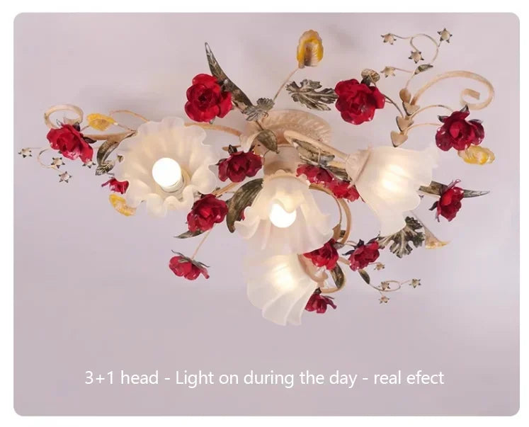 Creative romantic flower ceiling decorative chandelier pastoral retro LED ceiling lights
