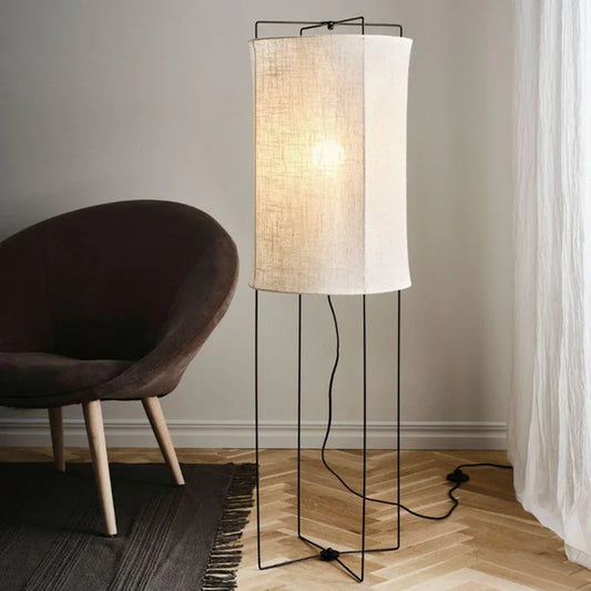Rustic floor lamps Linen lampshade minimalist Wabi-sabi light