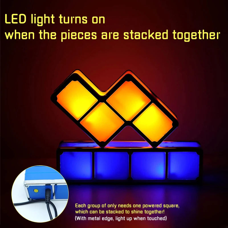 7 Colors Stackable Night Light, DIY Gaming Lamp, Puzzle Novelty LED Night Light,