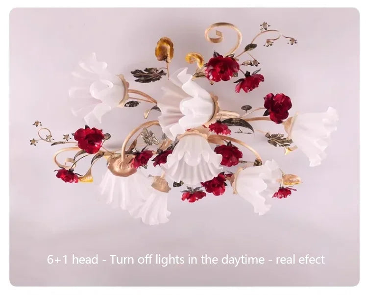 Creative romantic flower ceiling decorative chandelier pastoral retro LED ceiling lights