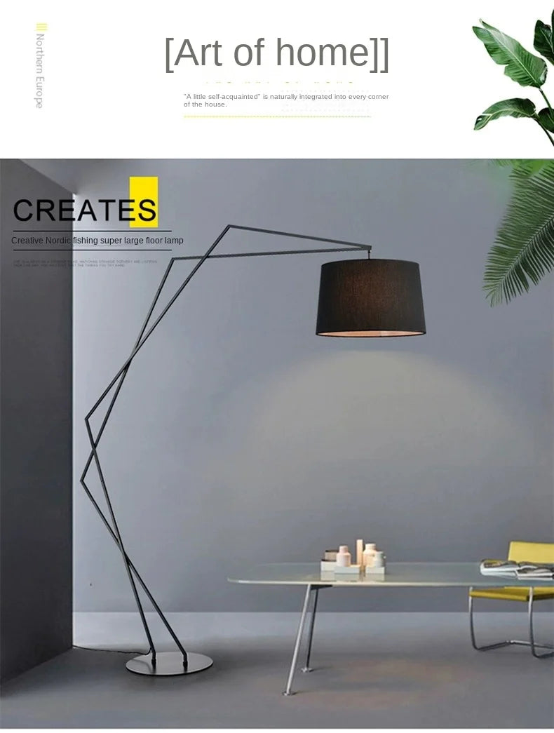 Nordic LED Fishing Floor Lamp Fabric Lampshade Standing Light Living Room Bedroom Home Decor Indoor Lighting Table Lamp Remote