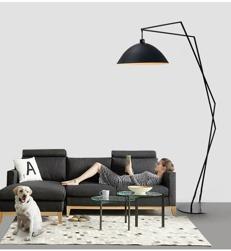 Nordic LED Fishing Floor Lamp Fabric Lampshade Standing Light Living Room Bedroom Home Decor Indoor Lighting Table Lamp Remote
