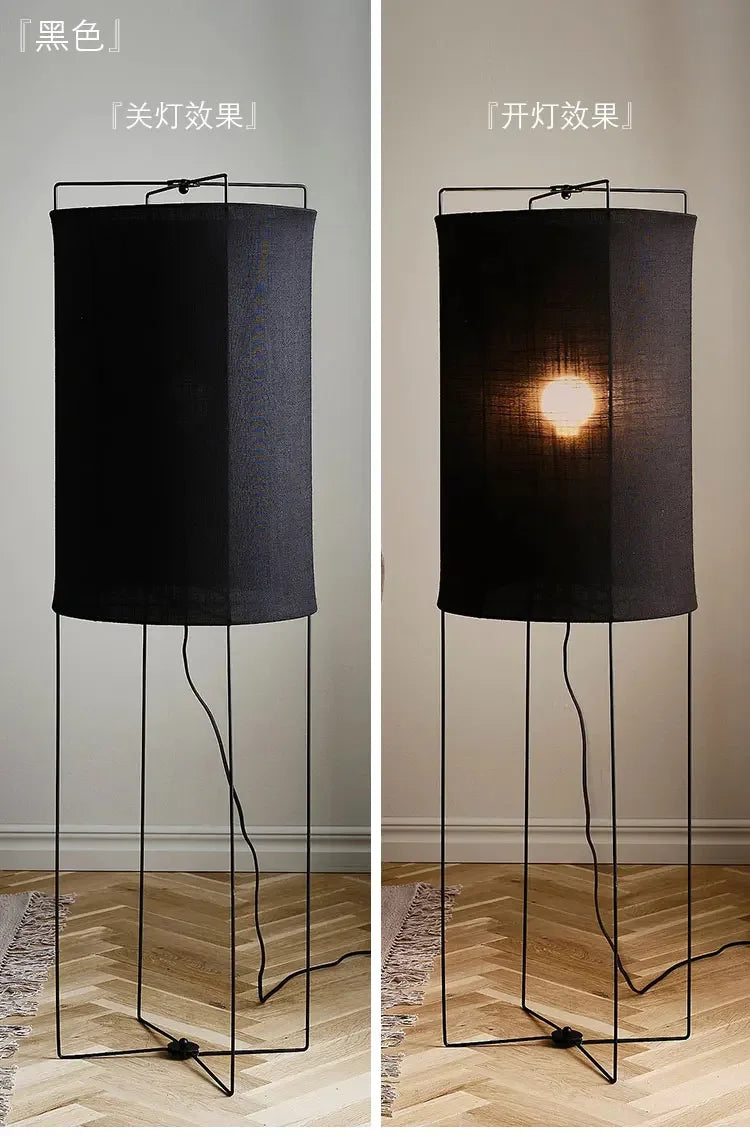 Rustic floor lamps Linen lampshade minimalist Wabi-sabi light
