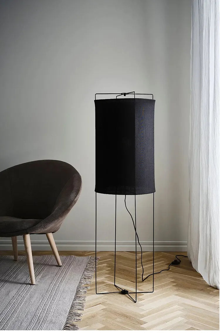 Rustic floor lamps Linen lampshade minimalist Wabi-sabi light