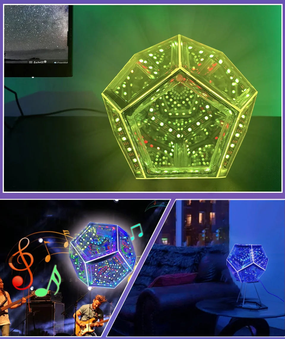 LED Night Light Dodecahedron Dreamy Geometric Space Creative Color