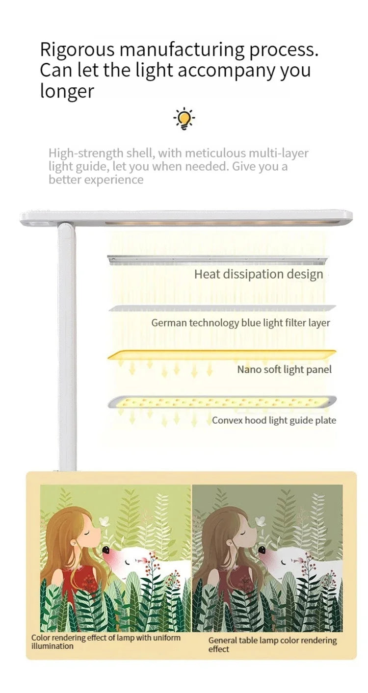 Folding Table Lamp Eye Protection Touch Dimmable LED Desk Lamp