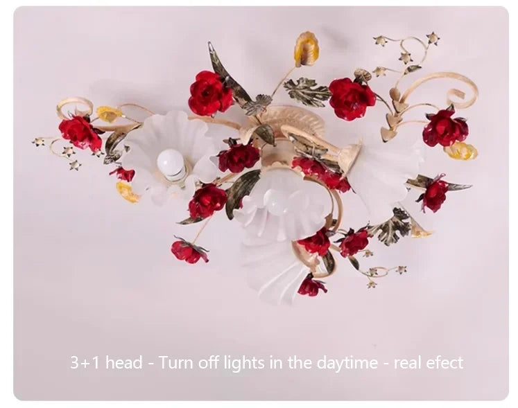 Creative romantic flower ceiling decorative chandelier pastoral retro LED ceiling lights