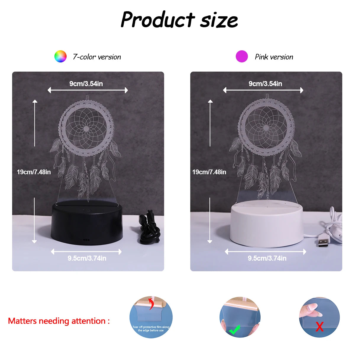 Dreamcatcher 3D Night Light, Colorful Gradient Atmosphere Night Light,