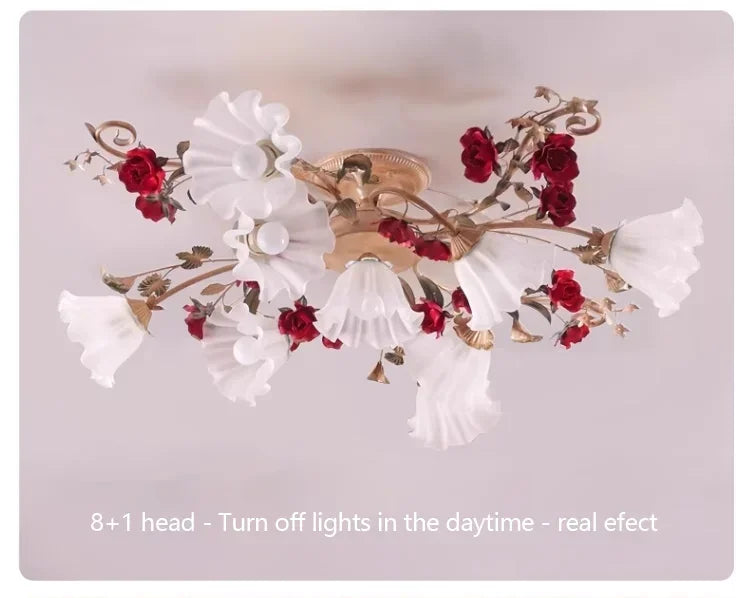 Creative romantic flower ceiling decorative chandelier pastoral retro LED ceiling lights