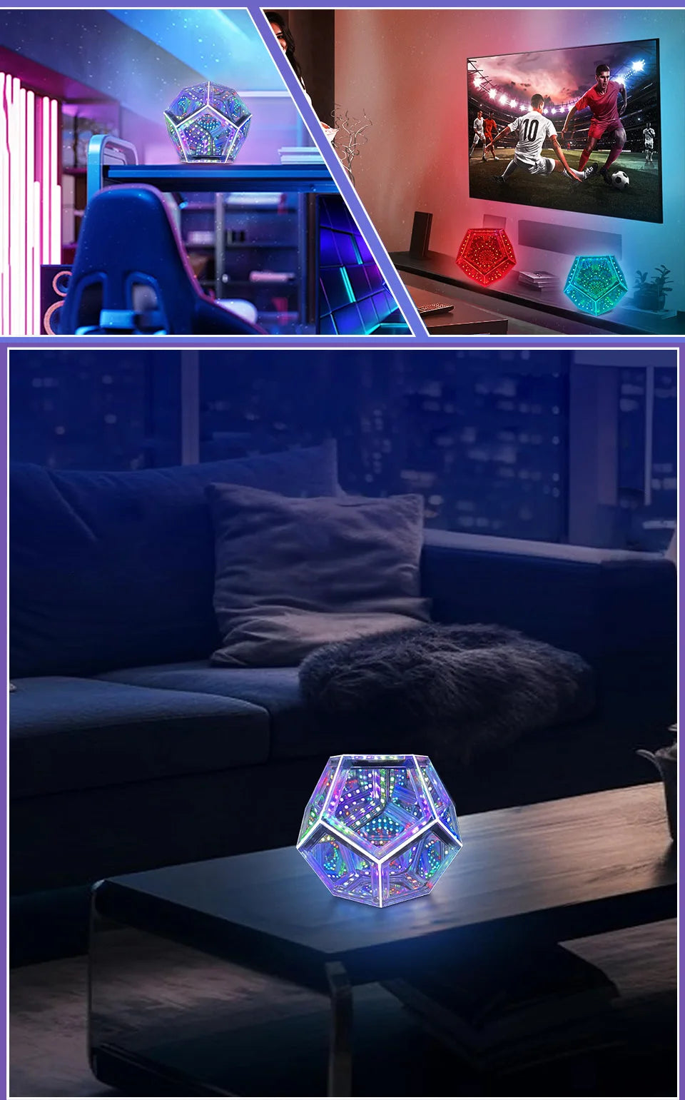 LED Night Light Dodecahedron Dreamy Geometric Space Creative Color