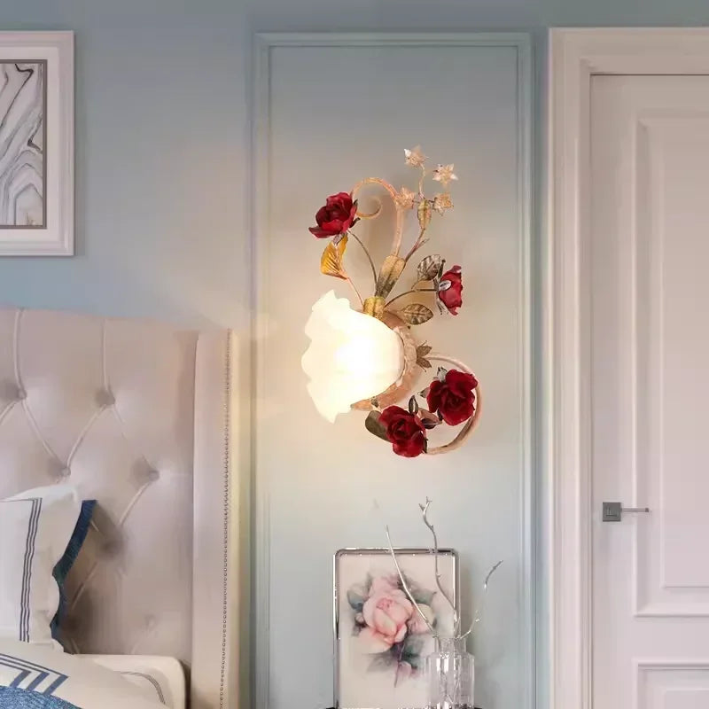 Creative romantic flower ceiling decorative chandelier pastoral retro LED ceiling lights