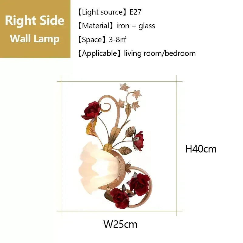 Creative romantic flower ceiling decorative chandelier pastoral retro LED ceiling lights