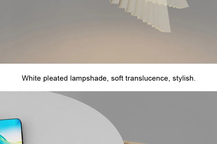 LED Pleated Lampshade Floor lamp with Wood