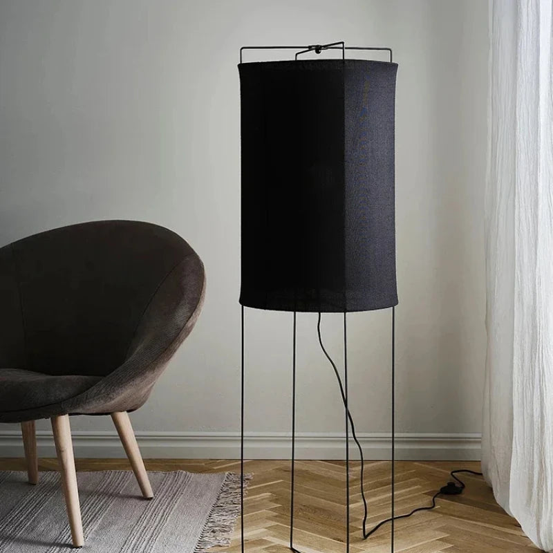 Rustic floor lamps Linen lampshade minimalist Wabi-sabi light