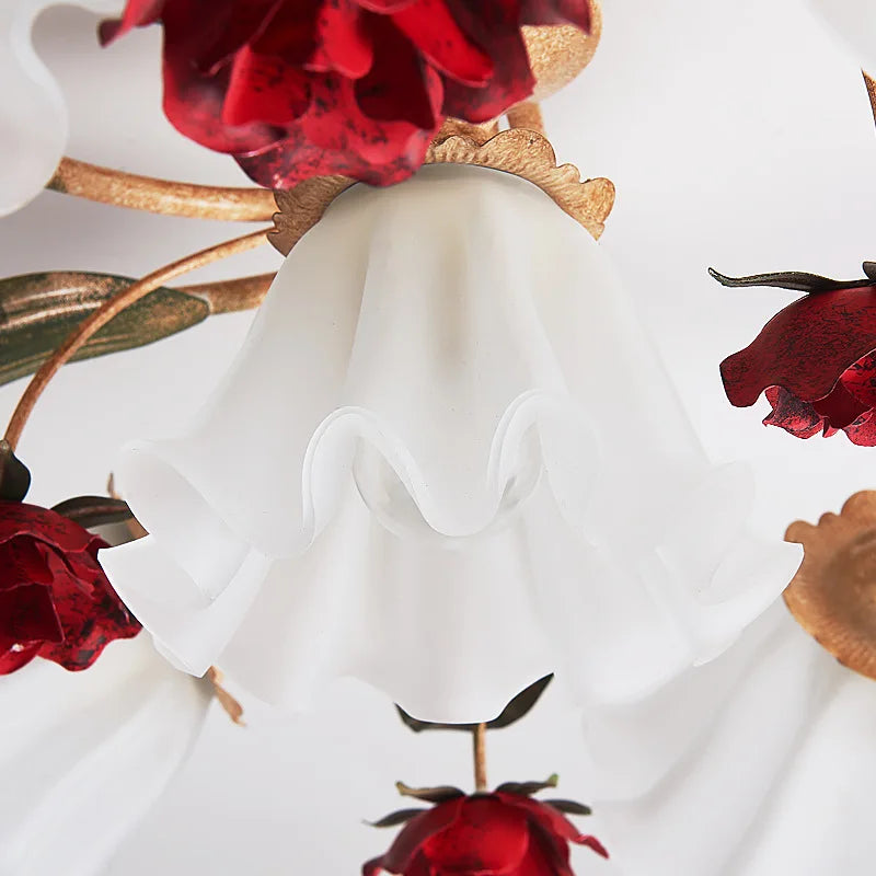 Creative romantic flower ceiling decorative chandelier pastoral retro LED ceiling lights