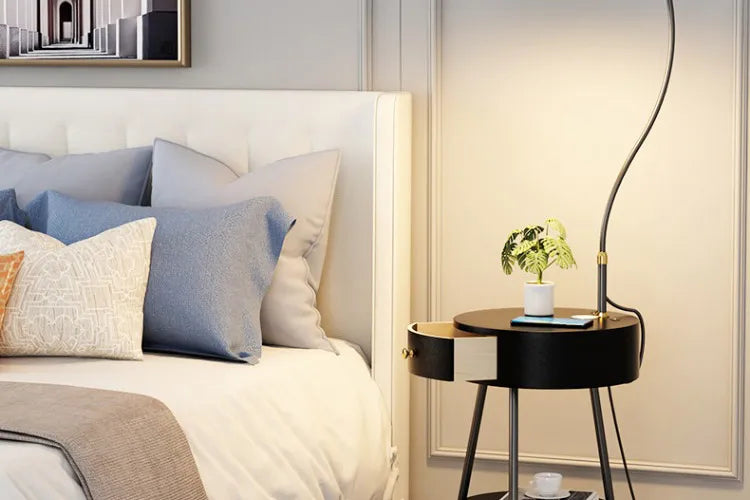 LED Pleated Lampshade Floor lamp with Wood